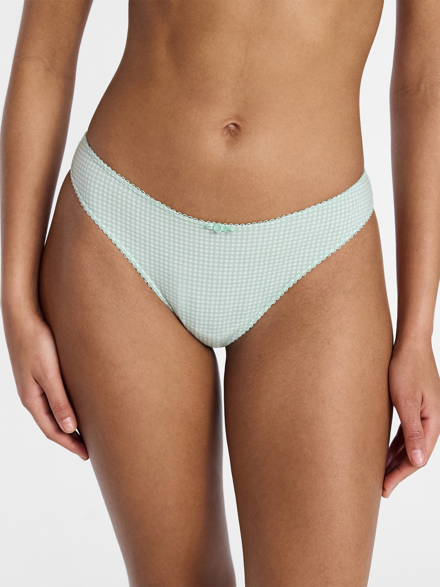 No Boundaries Cotton and Pointelle Thong Panties, 3-Pack, Women's XS-XXXL