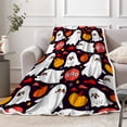 thumbnail image 3 of Halloween Throw Blankets for Couch Bed Cartoon Ghost Fleece Blanket Pumpkin Decorations, Yellow Gothic Pumpkin Lights Halloween Blankets, Kawaii Cozy Shadows Room Decor Halloween Decorations Indoor, 3 of 5