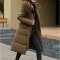 thumbnail image 4 of Aboser Winter, Long Puffer Jackets for Women with Faux Fur Hood Trendy Full Zip Coats Puffy Thicken Quilted Coat Outwear Coffee, 4 of 9