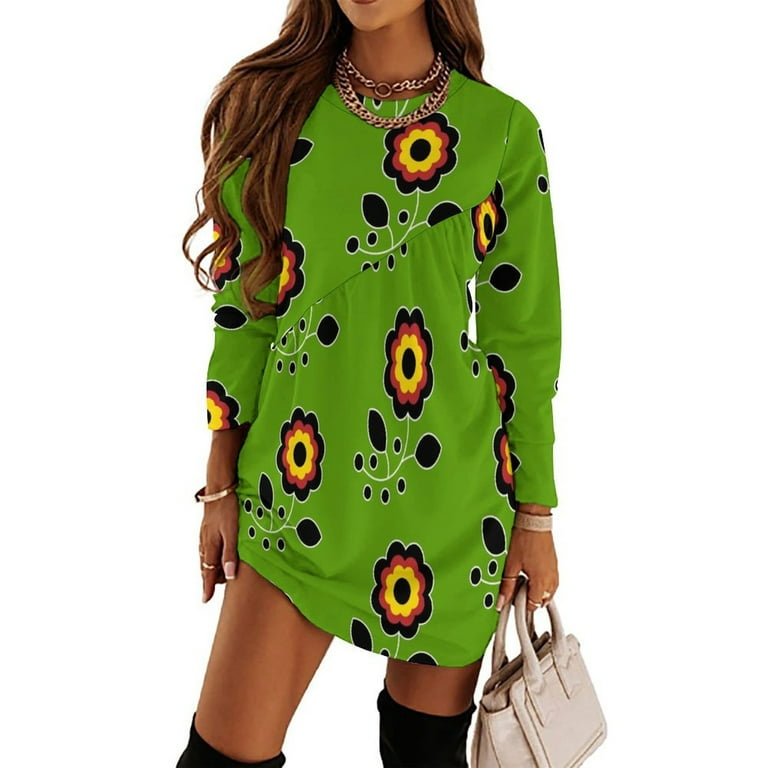 Ojibwe Flower Beadwork Indigenous WAWEZHI CANADA Long Sleeved Dress womens clothing long dress women