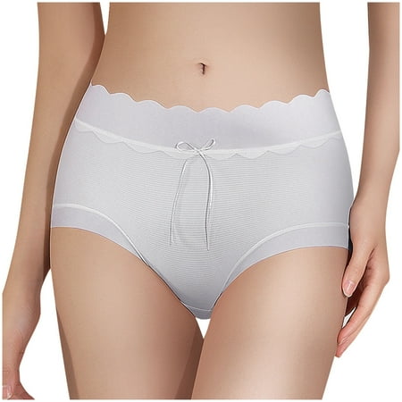 Scyoekwg Women s Underwear Solid Color Stretchy Comfort High Waisted Underwear Ladies Underpants Lace Hipster Panties (Gray L)