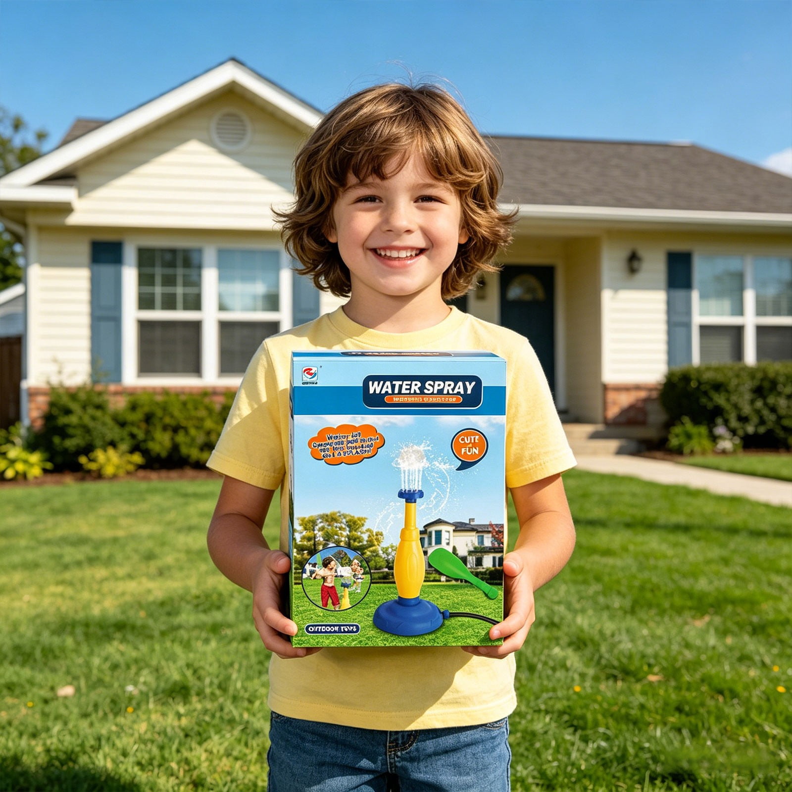 RUIG 59" Windmill Water Sprinkler for Kids Summer Toys, 360° Spinning Splash Water Toy, Outdoor Backyard Games Summer Fun for Boys Girls Dogs & Garden Watering