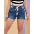 thumbnail image 2 of Lace Up Raw Do doblad Tamaño Tamaño Pantalones cortos de mezclilla Rosegal  Pantalones cortos de talla grande, 2 of 5