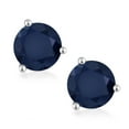 thumbnail image 2 of Gem Stone King 10K White Gold Blue Sapphire 3 Prong Martini Screw Back Stud Earrings for Women Men (4.92 Cttw, Gemstone September Birthstone, Round 8MM), 2 of 4