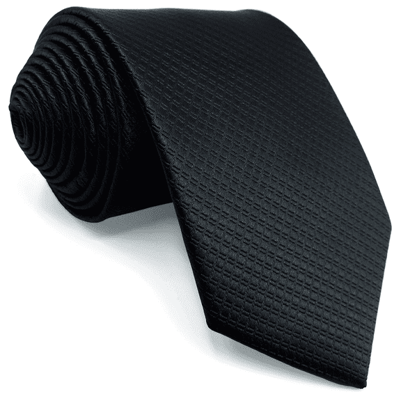 Men Tie Wedding Necktie and Cufflinks Black Silk Solid Skinny Size 2.36"