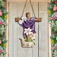 thumbnail image 6 of Easter Door Sign He is Risen Hanging Decor Religious Cross Sign Easter Wreaths for Front Door Outside Christian Flowers Hanging Hanger for Farmhouse Front Porch Wall Decor, 6 of 6