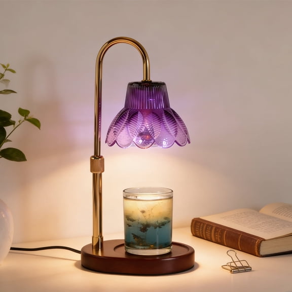 Metdark Candle Warmer Lamp, Purple, Timer, Dimmable, Adjustable Height, 2 Bulbs