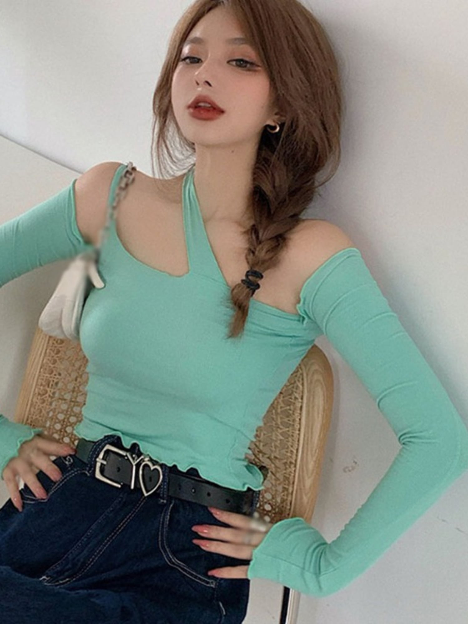 one shoulder spaghetti strap top