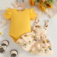 thumbnail image 2 of CAUYDY Preemie Girl Bodysuit Set Baby Girls Short Sleeved Clothing Newborn Fall Winter Romper Toddler Outfit 3M 6M 9M 1T 2T Sizes 6-9 Months,Yellow, 2 of 6