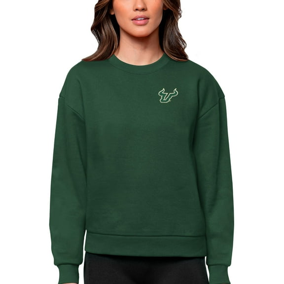 Women's Antigua Green South Florida Bulls Logo Victory Crewneck Pullover Sweatshirt