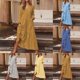 thumbnail image 5 of Womens Casual Tunic Maxi Dress Vintage Cotton Linen Long Sleeve Dress Plus Size, 5 of 8