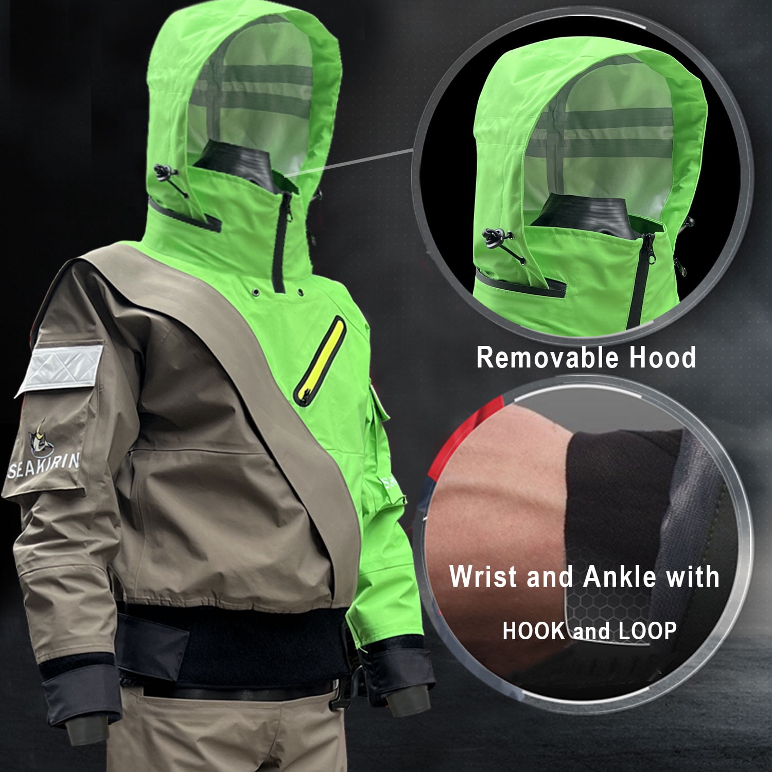 3L Front-Entry Dry Suits for Men Kayking Paddling Sailing Rafting Canoeing Cold Water