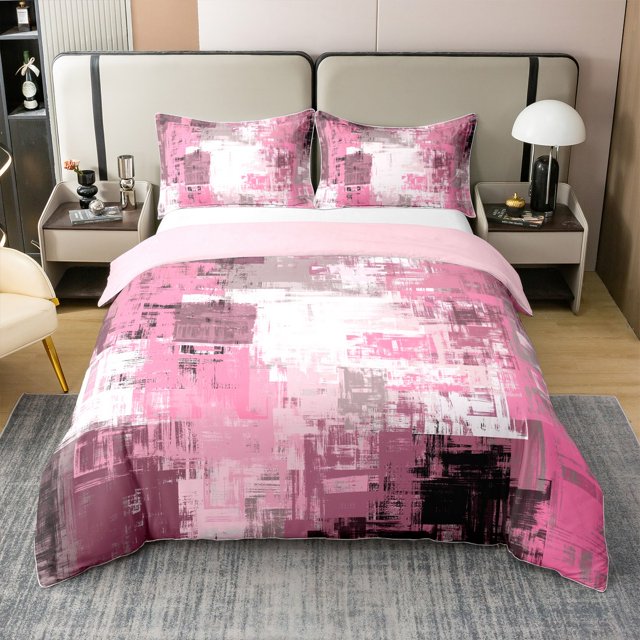 Erosebridal Minimalisme Housse de Couette 100 % Coton Simple, Housse de Couette 100 % Coton à Rayures Géométriques Taille Simple, Décor Abstrait Futuriste, Réversible 2 Pcs (Sans Couette)