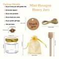 thumbnail image 3 of 101 Pcs 1.5oz Hexagonal Glass Honey Jar Set with Golden Lids Bee Charms Wooden Dippers Thank-You Tags for Wedding Favors Baby Shower Guest Gifts, 3 of 11