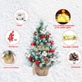 thumbnail image 3 of Pre-Lit Artificial Mini Christmas Tree,24 Inch Snow Flocked Artificial Pine Xmas Tree with 30 LED Lights, Red Barries, Cotton, Pinecones For Indoor Outdoor Christmas Holiday Decor, 3 of 8