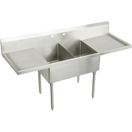 Elkay Ss8254lrof Sturdibilt 102" Double Basin Free Standing Stainless Steel Utility Sink -