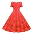 thumbnail image 4 of lcziwo Kids Girls Vintage Polka Dot 50's Girls Dress Short Sleeve Turn-Down Collar Swing Dress Party Dress Red 7 Years, 4 of 7
