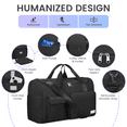 thumbnail image 3 of Travel Duffle Bag for Women Men, Foldable Weekender Bags Carry on Gym Bag with Wet Pocket/Adjustable Strap/Shoe Compartment, Waterproof Overnight Tote Bag for Plane Sports Dance, Black, 3 of 8