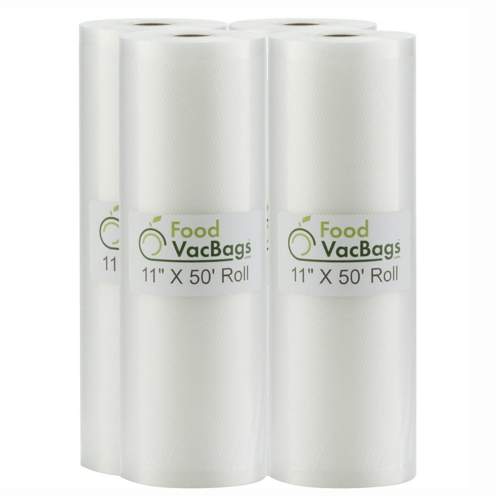 FOUR 11" x 50' FoodVacBags Vacuum Sealer Bag Rolls