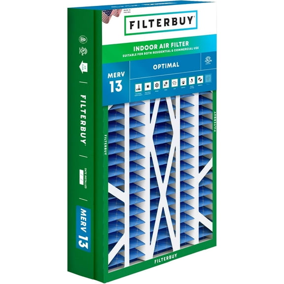 Filterbuy 14.5x27x5 Air Filter MERV 13 Smoke Defense, Pleated HVAC AC Furnace Filter Replacement for Trane, American Standard & Honeywell, 1-Pack
