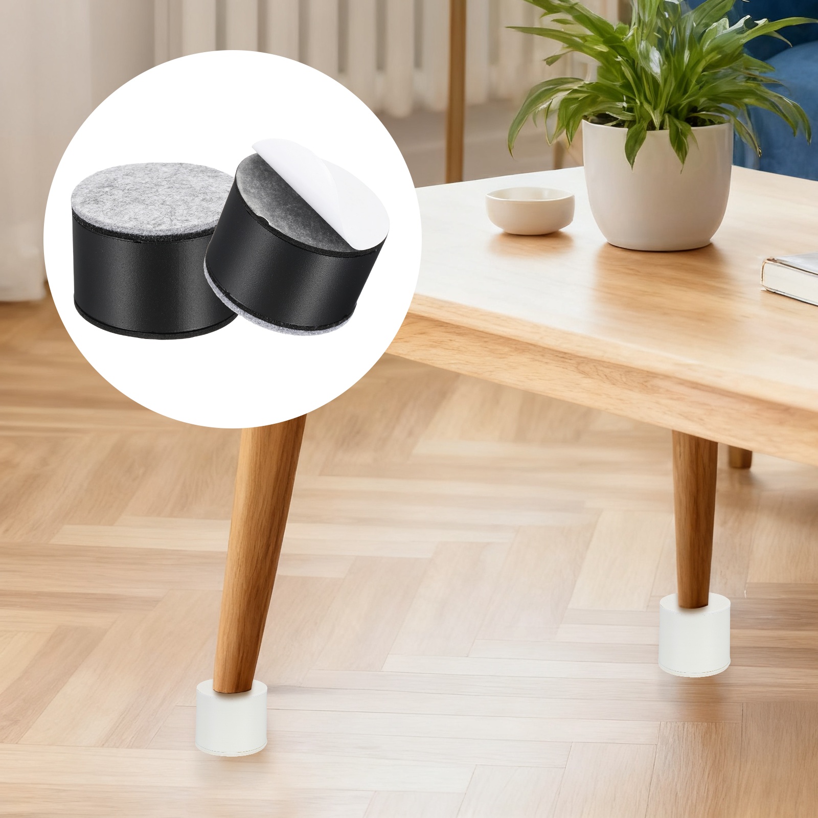 4 Pack Round Self-Adhesive Furniture with Felt Pads 2.36"x1.5", Black
