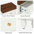 thumbnail image 3 of 3-Drawer White Nightstand Bedside Table with Solid Wood Legs, 3 of 7
