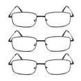 thumbnail image 2 of EYEZOOM 3 Pairs Extra Wide Light Weight Rectangular Metal Frame Reading Glasses with Spring Hinge (Black, Strength: +1.50), 2 of 5