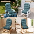 thumbnail image 3 of Millsilo Rocking Chair Cushion 44" x 19" x 4", One-Piece Connected Back & Seat Chair Pad, Indoor Tufted High Back Cushion with Non-Slip Base, Secure Ties, Light Blue, 3 of 9