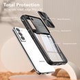 thumbnail image 7 of Allytechgroup Galaxy S22 Plus Clear Case with Tempered Glass Screen Protector, Sliding Camera Lens Protector Anti-Yellow Shockproof Rugged Slim Fit Shell Cover for Samsung Galaxy S22 Plus, Black, 7 of 7