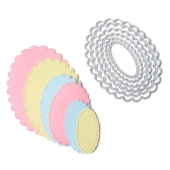 Set de troqueles metálicos DIY para scrapbooking con marco ovalado festoneado