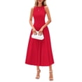 thumbnail image 1 of Vestido PRETTYGARDEN Midi Plisado Sin Mangas Línea A Rojo XL, 1 of 8