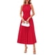 thumbnail image 1 of Vestido PRETTYGARDEN sin mangas en línea A plisado midi rojo talla L, 1 of 8