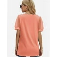 thumbnail image 2 of Womens Casual V Neck T Shirts Swiss Dotted Puffy Sheer Short Sleeve Blouses, 2 of 5