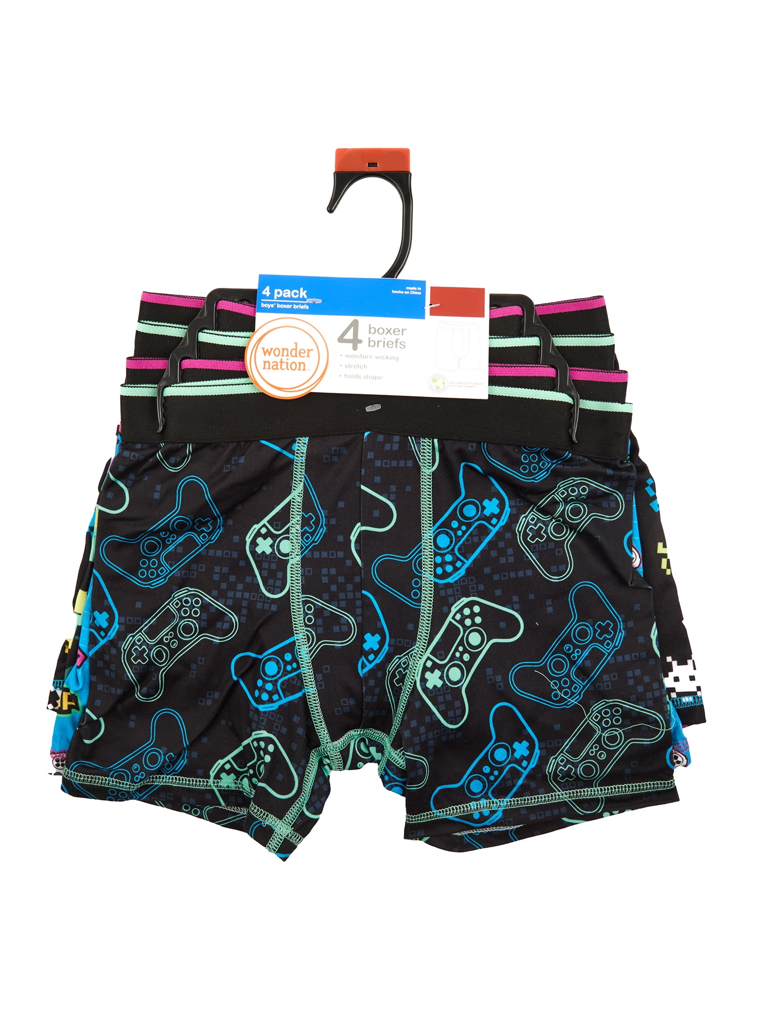 Wonder Nation Boys Boxer Brief Gaming Underwear, 4-Pack, Sizes S-XL