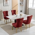 thumbnail image 3 of Dining Room Chairs with Velvet Fabric Dining Chairs with Golden Stainless Steel Plating Legs, Backrest and Button Velvet Fabric DesignLuxury Home Furniture for Dining Room(Burgundy Set of 4), 3 of 11