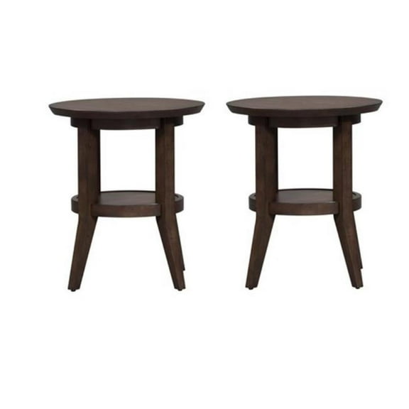 Home Square 2-Piece Furniture Ventura Blvd Round End Table Set in Bronze