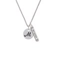 thumbnail image 2 of Delight Jewelry Silvertone Large Script Letter - M - 3/4'' Disc - Silvertone Always My Sister Bar Charm Necklace, 23", 2 of 4