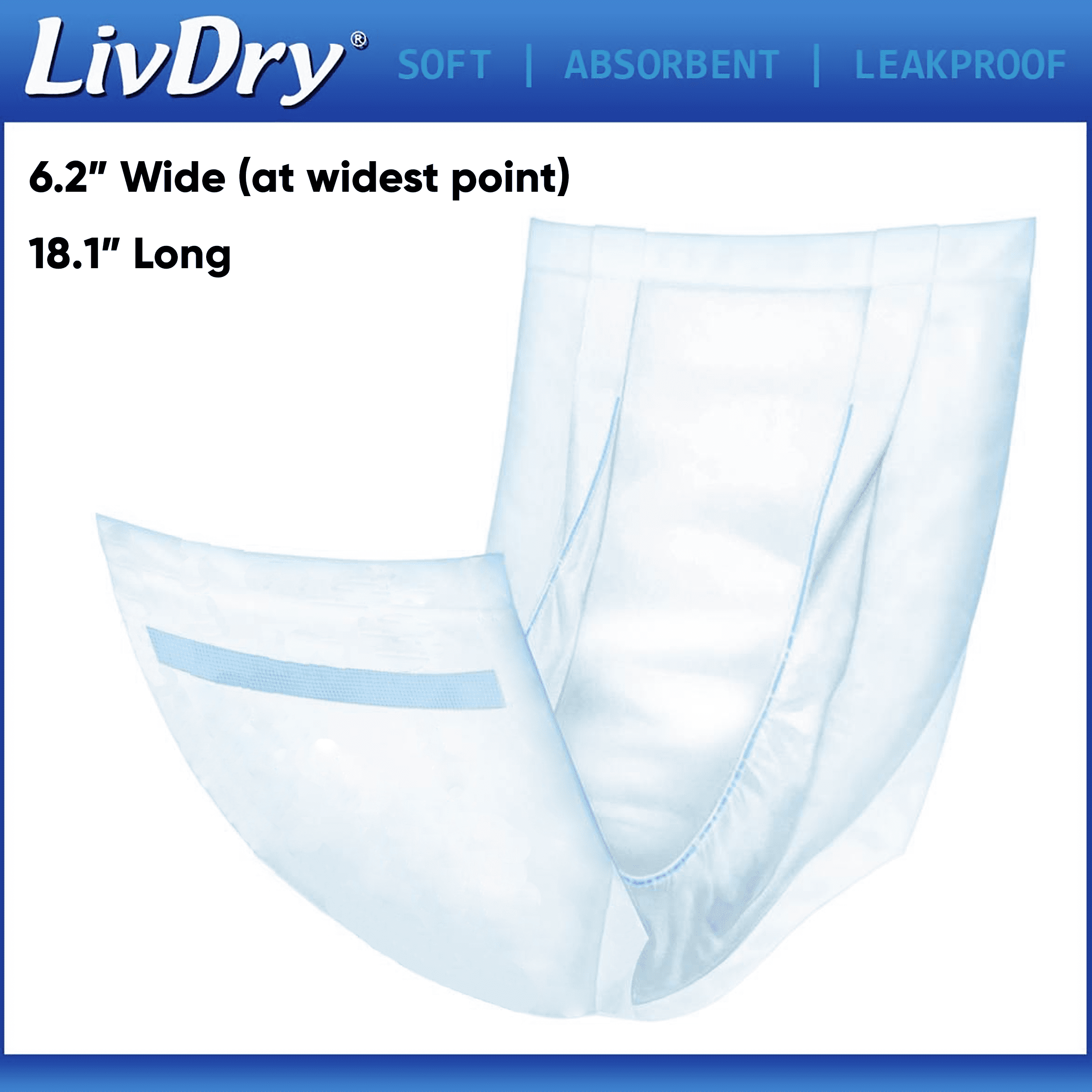 LivDry Unisex Incontinence Pad | Super Absorbent + Odor Control (Insert Pad for Protective Underwear, 30-Pack)