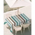 thumbnail image 3 of 60x102 Inch Outdoor Tablecloth with Umbrella Hole Zipper Rectangle Brown Stripe Rectangular Tablecloths Outside Waterproof Ombre Geometric Teal Green Vertical Striped Patio Table Cover for Picnic, 3 of 8