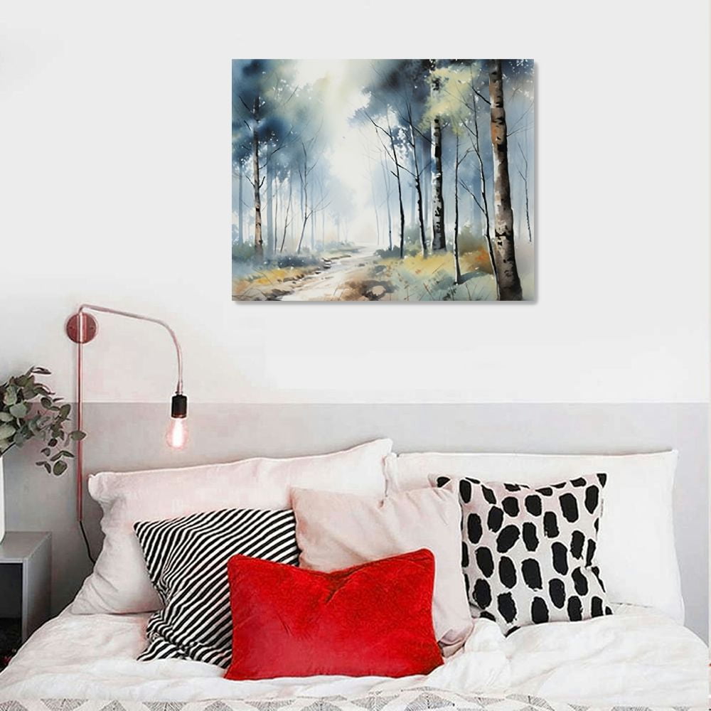 JEUXUS  Wall Art Blue Landscape Canvas abstract Print Painting  Picture Large Artwork for Living Room Bedroom Office…