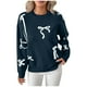 thumbnail image 3 of RKSTN Christmas Sweaters for Women Oversized Crewneck Cute Bow Knit Pullover Sweater Top Womens Casual Solid Embroidered Round Neck Loose Fits Comfy Sweet Style Sweater Fall Spring Outfits, 3 of 9