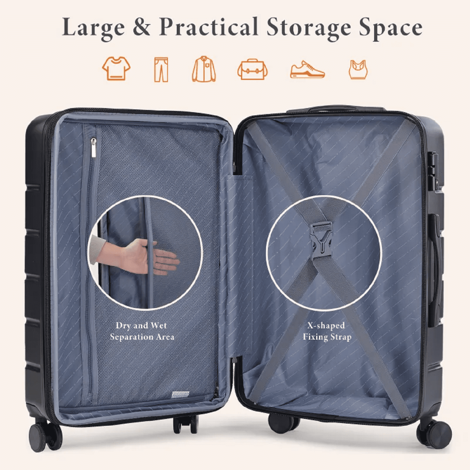 OCHAPA 20" Carry On Suitcase - Hardshell, Lightweight, TSA Lock, 360° Spinner Wheels, Blue