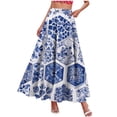 thumbnail image 4 of Juesizh Maxi Skirts for Women Plus Size Floral Print Boho Long Skirt Elegant Casual Pockets High Waist Ruffle Skirts, S-3XL, 4 of 9