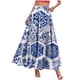 thumbnail image 2 of TaTaai Women's Vintage Boho Print High Waist Long Skirt Elastic Drawstring A-Line Ruffle Hem Maxi Skirt with Pockets for Daily Wear Gift, 2 of 9