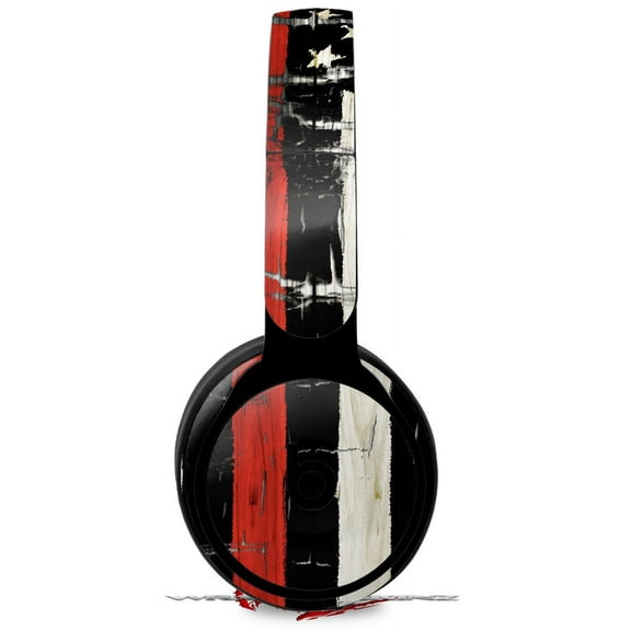 Skin Decal Wrap works with Original Beats Solo Pro Headphones Painted Faded and Cracked Red Line USA American Flag Skin Only BEATS NOT INCLUDED
