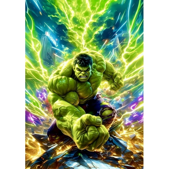 Hulk DIY 5D Round Full Drill Art Perfect for Relaxation and Home Wall Decor，Diamond Painting Kits for Adults,(12x16inch)