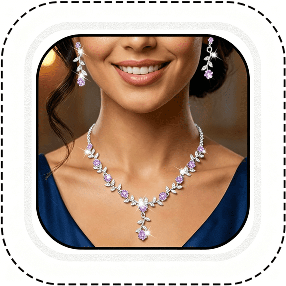 DESIGNICE Rhinestone Necklace Earrings Set Silver Bridal Wedding Jewelry Sets Prom Formal Costume Jewelry for Women and Brides
