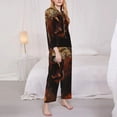 thumbnail image 3 of Yiaed Cool Flame Lion A Print Pajamas Women's Long Sleeve Sleepwear Soft Button Down Loungewear Pjs Lounge Set Nightwear Womens Pajama Pants-X-Large, 3 of 7