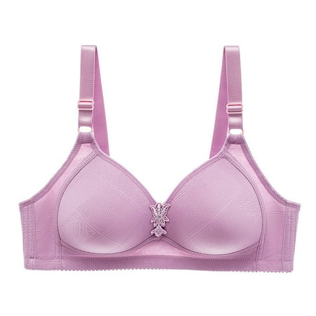MIASHUI Bras Women Fashion Casual Breathable Tube Top Bra Underwear without Steel Ring Gathering and Adjusting Bra Bras for Women Purple