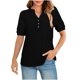 thumbnail image 1 of Eres Más Que una Camisa de Puntuación de Prueba de Verano de Color Sólido con Cuello en V Botón de Punto Camisa de Manga Corta, 1 of 8